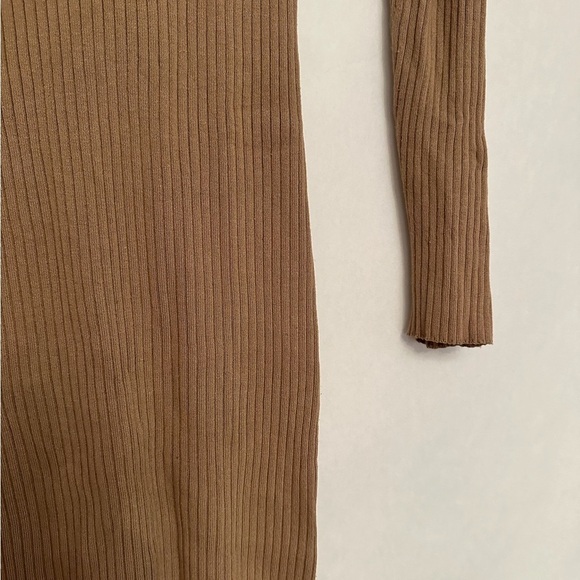 AKIRA Ribbed Lace-up Bodycon Dress Collar Long Sleeved Neutral Stretch Large - Picture 7 of 8